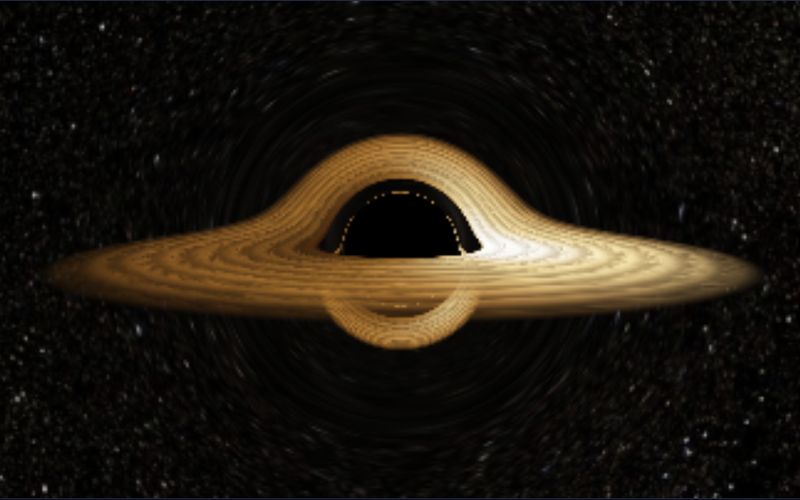 A live simulation of a black hole bending light